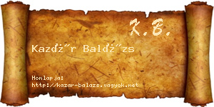 Kazár Balázs névjegykártya