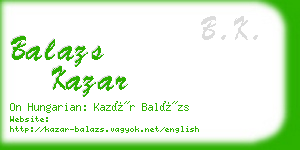 balazs kazar business card
